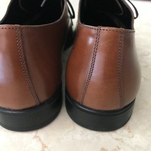 Ferragamo Mens Oxford Cognac Leather Lace Ups Cap Toe Sz 9.5 D - Picture 5 of 15